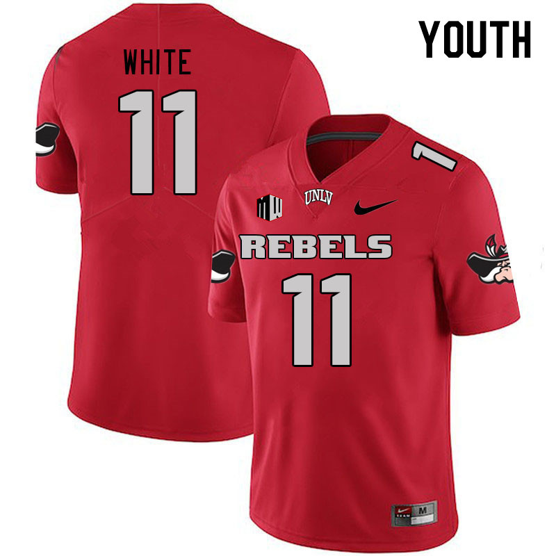 Youth #11 Ricky White UNLV Rebels 2023 College Football Jerseys Stitched-Scarlet